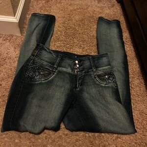Sky bottom two toned Dark Wash Women's Skinny Jeans